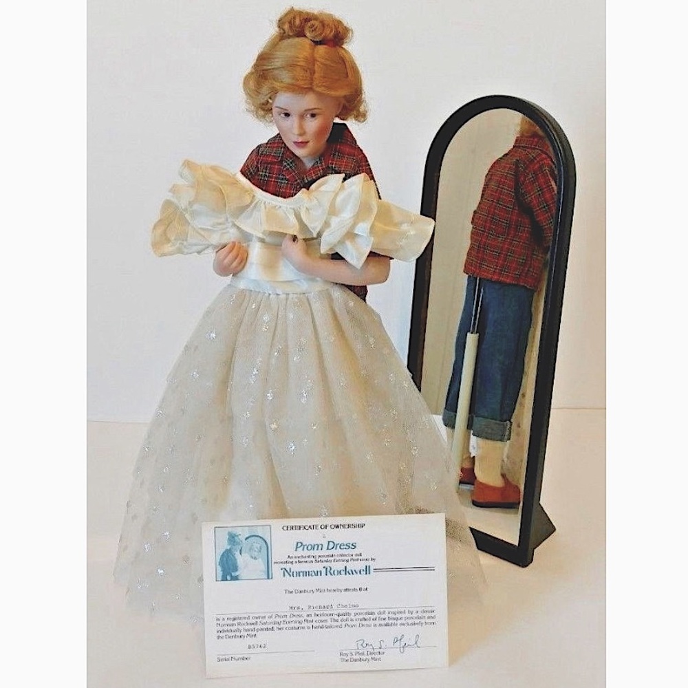 DANBURY MINT Norman Rockwell "Prom Dress" 17" Porcelain Doll - NIB w/ Cert.